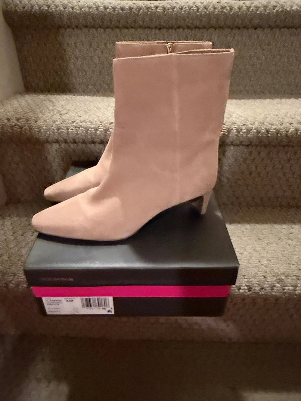 Vince Camuto Beige  Suede Almond-Toe Ankle Boots